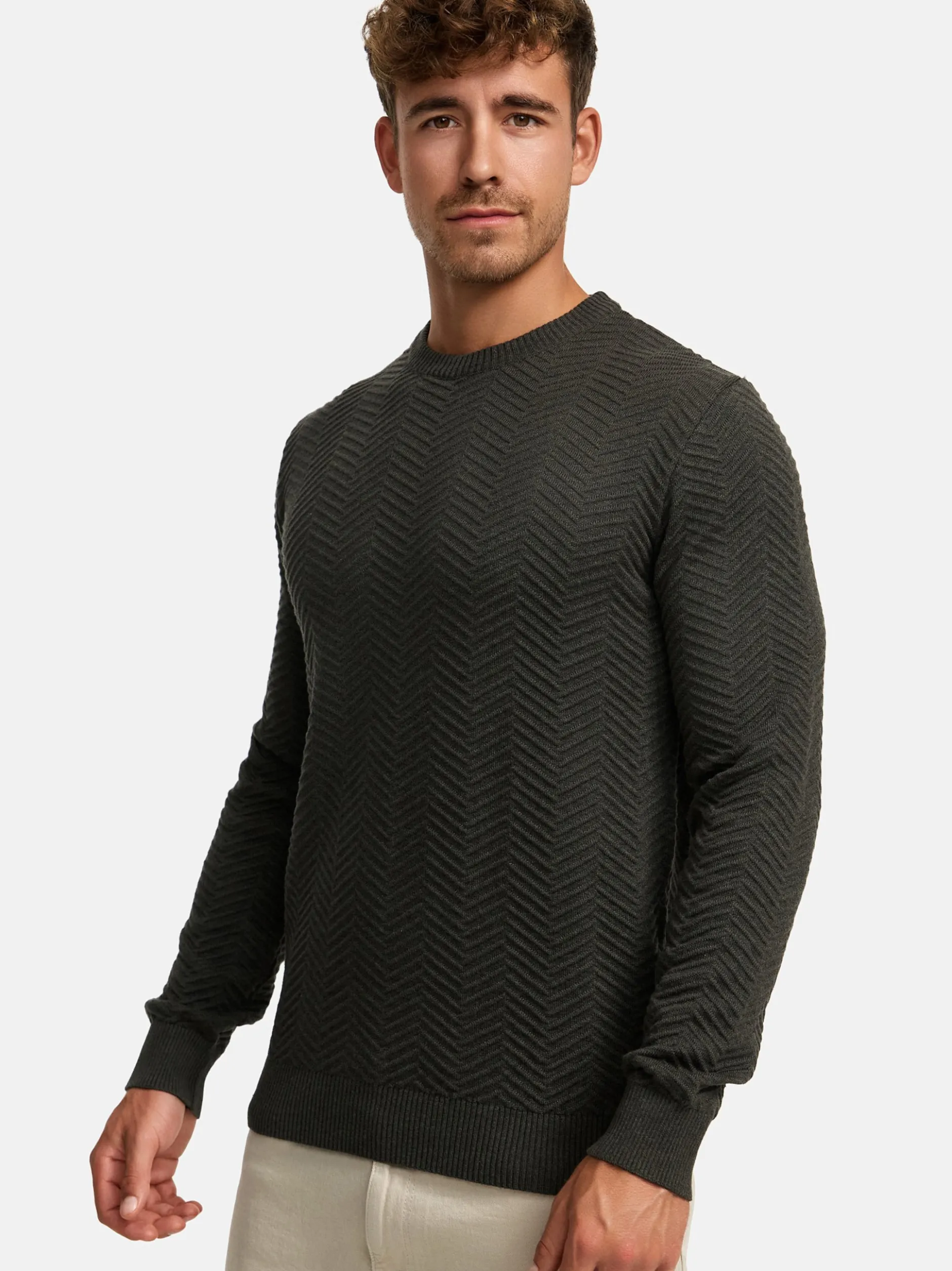 Kronstadt Herren Strickpullover - KSCarlo in khaki