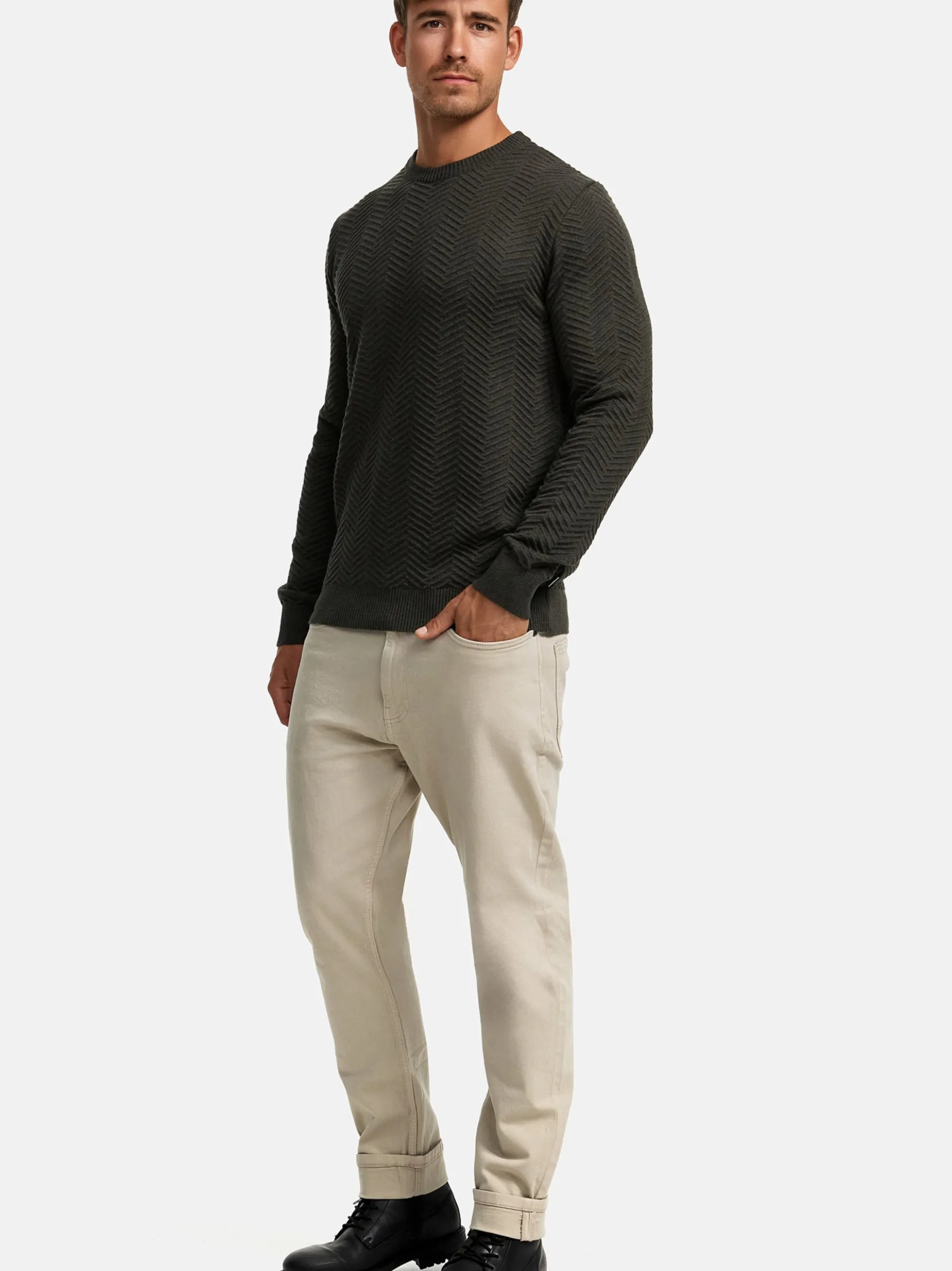 Kronstadt Herren Strickpullover - KSCarlo in khaki