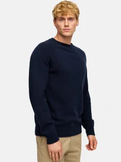 Kronstadt Herren Strickpullover - KSLarson crew neck knit in blau