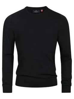 Kronstadt Herren Strickpullover - KSJohannes merino crew knit in schwarz