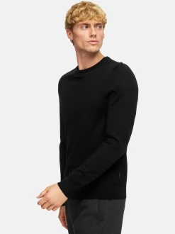 Kronstadt Herren Strickpullover - KSJohannes merino crew knit in schwarz
