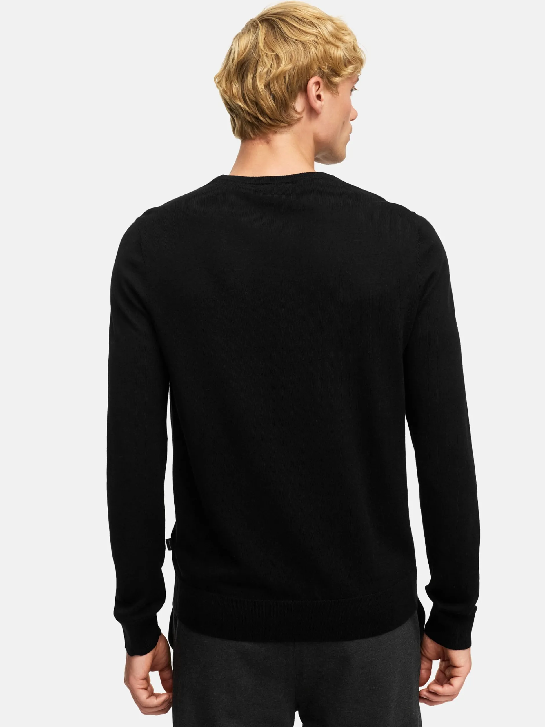 Kronstadt Herren Strickpullover - KSJohannes merino crew knit in schwarz