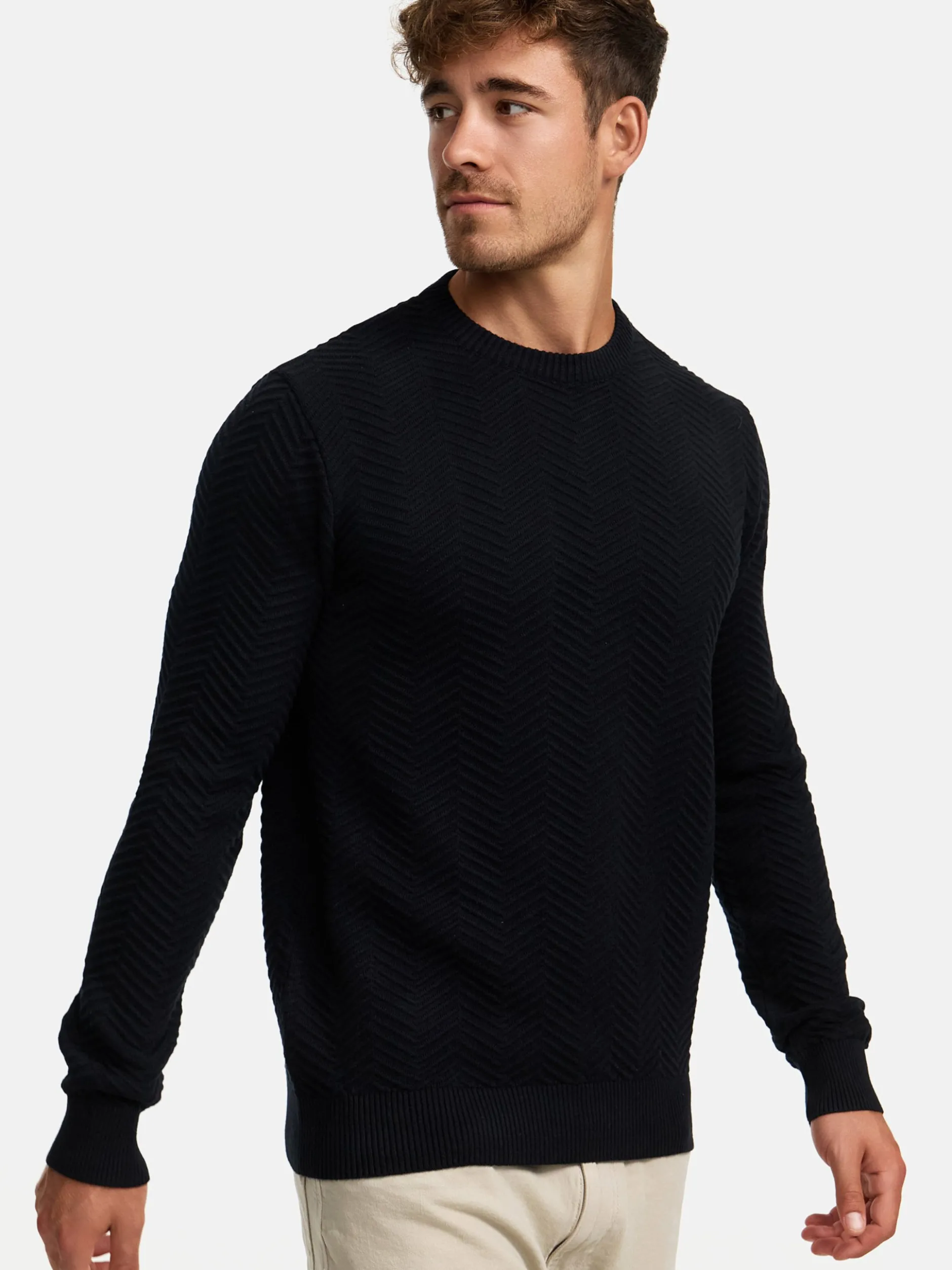 Kronstadt Herren Strickpullover - KSCarlo in schwarz