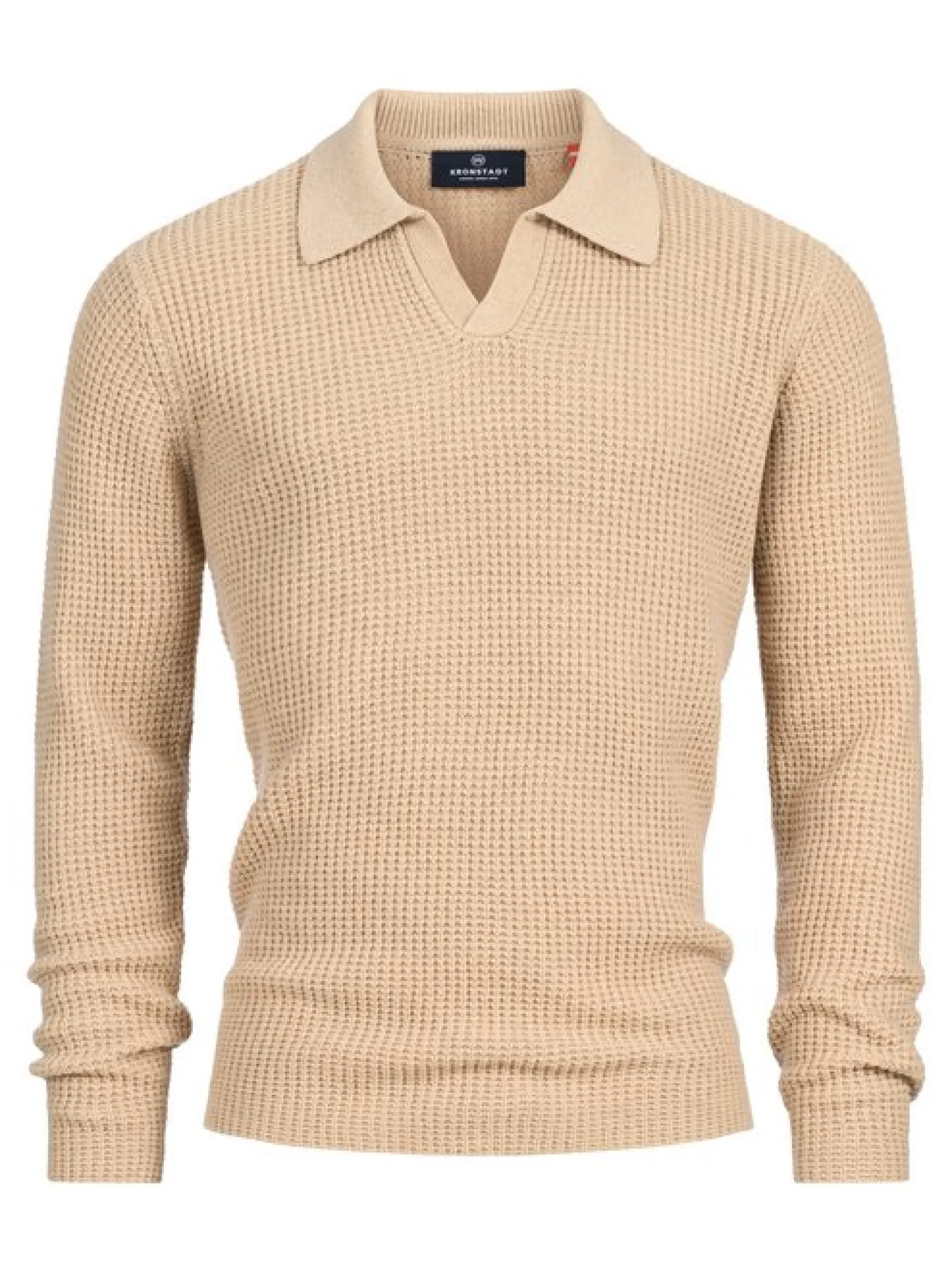 Kronstadt Herren Strickpullover - KSCrombie polo knit in beige