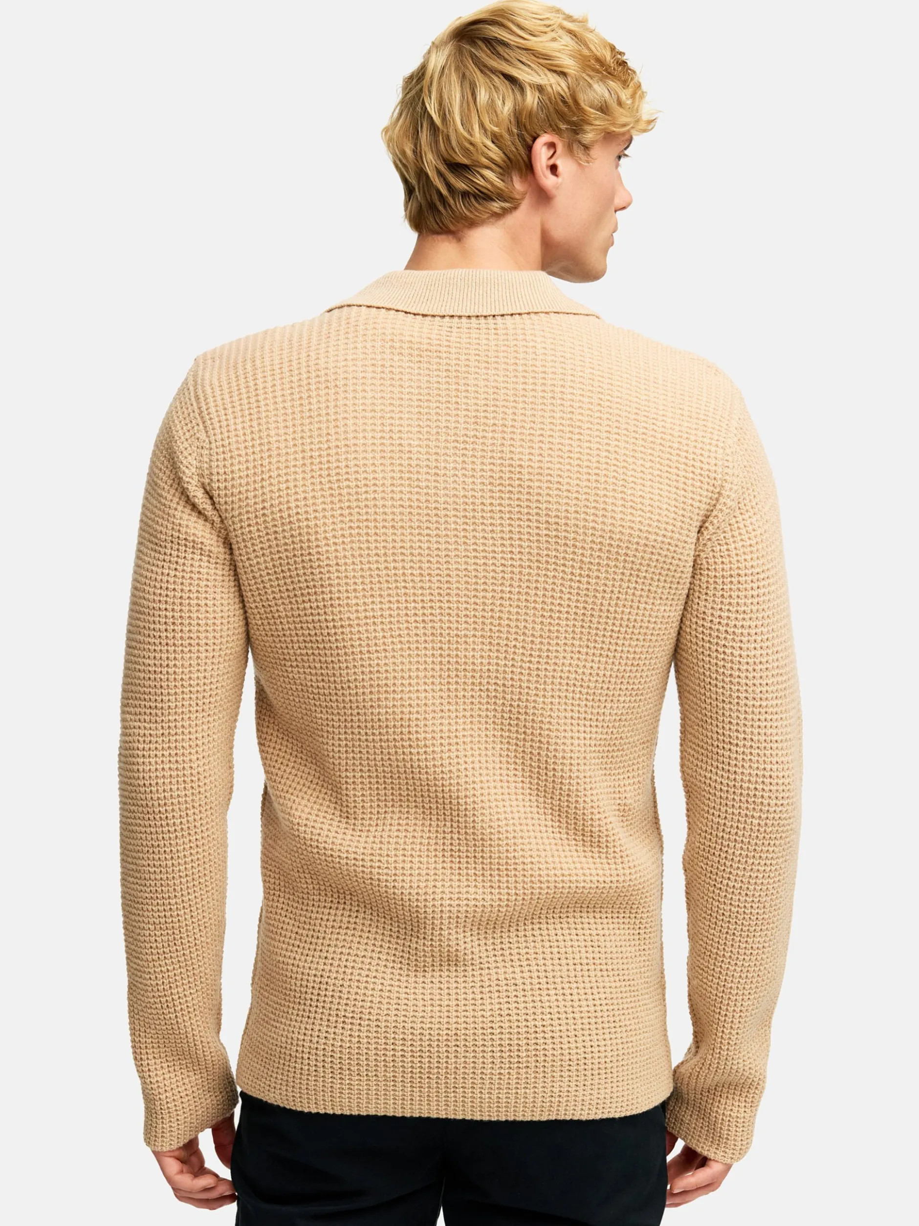 Kronstadt Herren Strickpullover - KSCrombie polo knit in beige