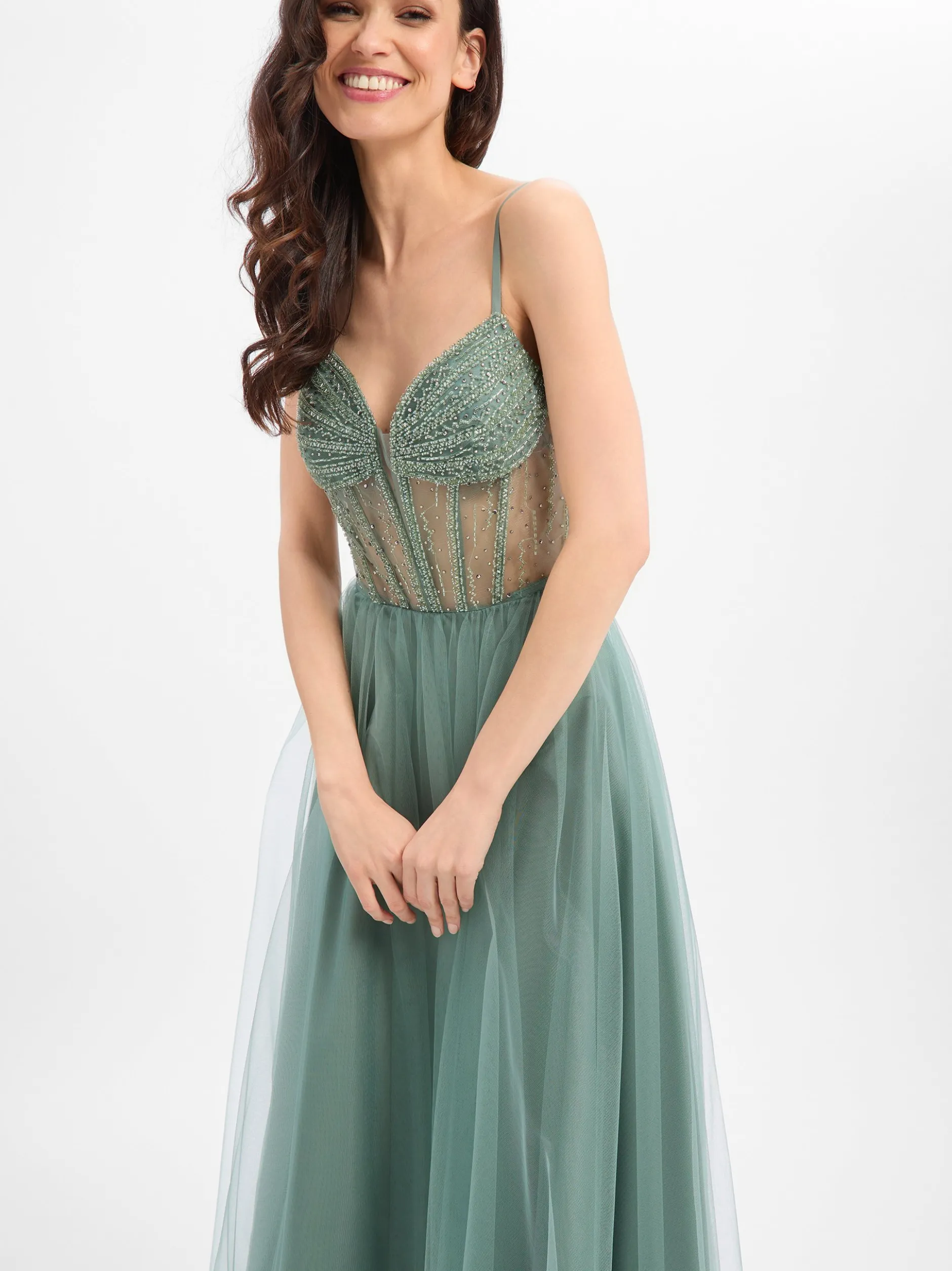 Laona Damen Abendkleid in smaragd - Ärmel: ohne Arm