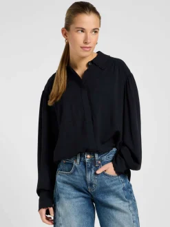 Lee Damen Hemdbluse - Statement Collar in schwarz
