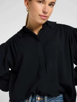 Lee Damen Hemdbluse - Statement Collar in schwarz