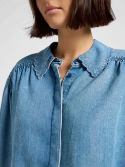 Lee Damen Hemdbluse - Statement Collar in hellblau