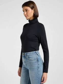 Lee Damen Langarmshirt - Ls Turtle in schwarz
