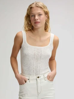 Lee Damen Top - Knitted in ecru - Ausschnitt: Rundhals