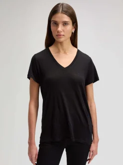 Lee Damen T-Shirt - V Neck in schwarz - Ärmel: kurzarm