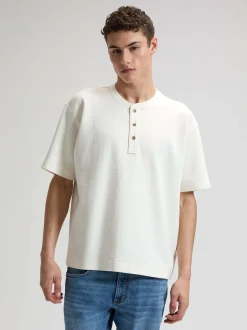 Lee Herren T-Shirt - Henley in ecru - Ausschnitt: Henley