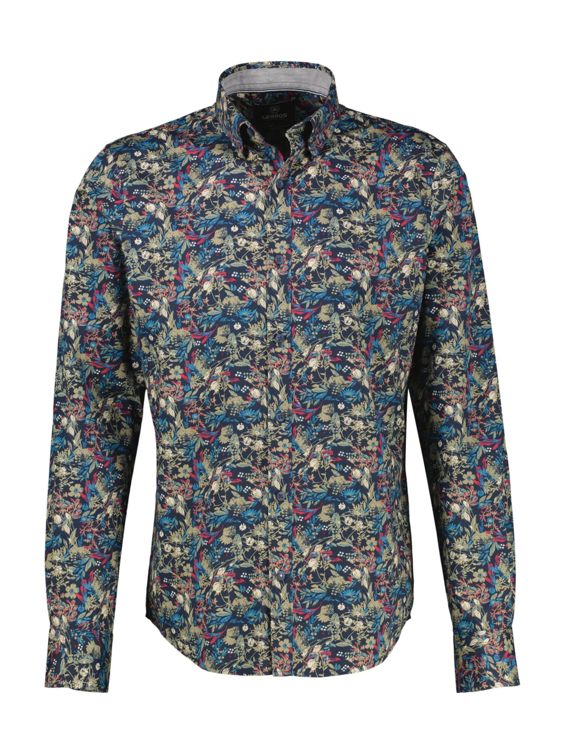 LERROS Herren Langarmhemd in blau