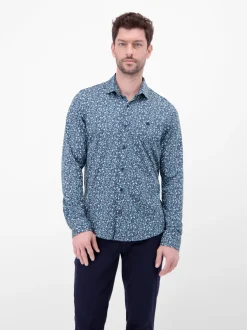 LERROS Herren Langarmhemd in blau