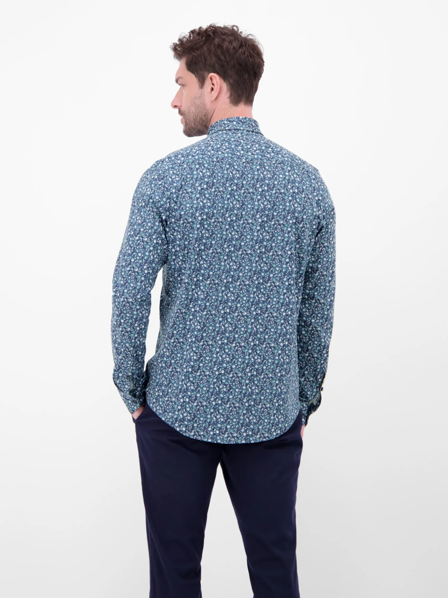 LERROS Herren Langarmhemd in blau
