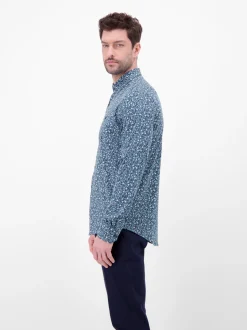 LERROS Herren Langarmhemd in blau