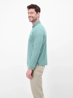 LERROS Herren Langarm-Poloshirt in blau