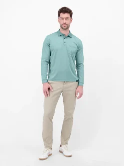 LERROS Herren Langarm-Poloshirt in blau