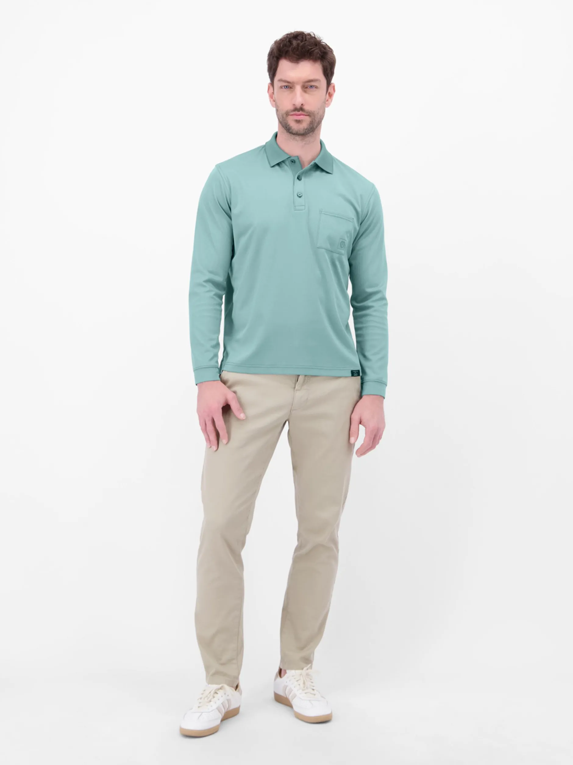 LERROS Herren Langarm-Poloshirt in blau