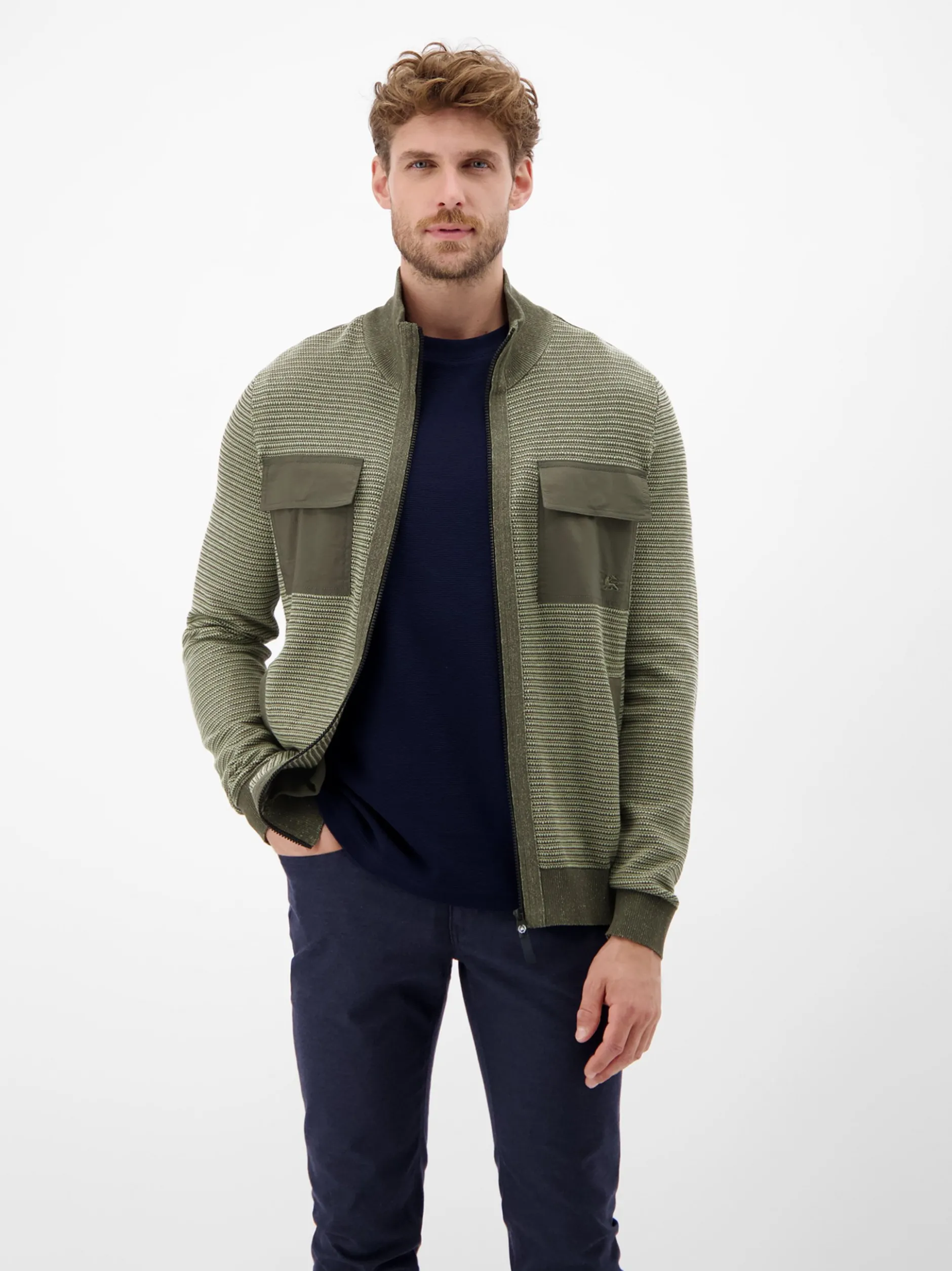 LERROS Herren Strickjacke in oliv