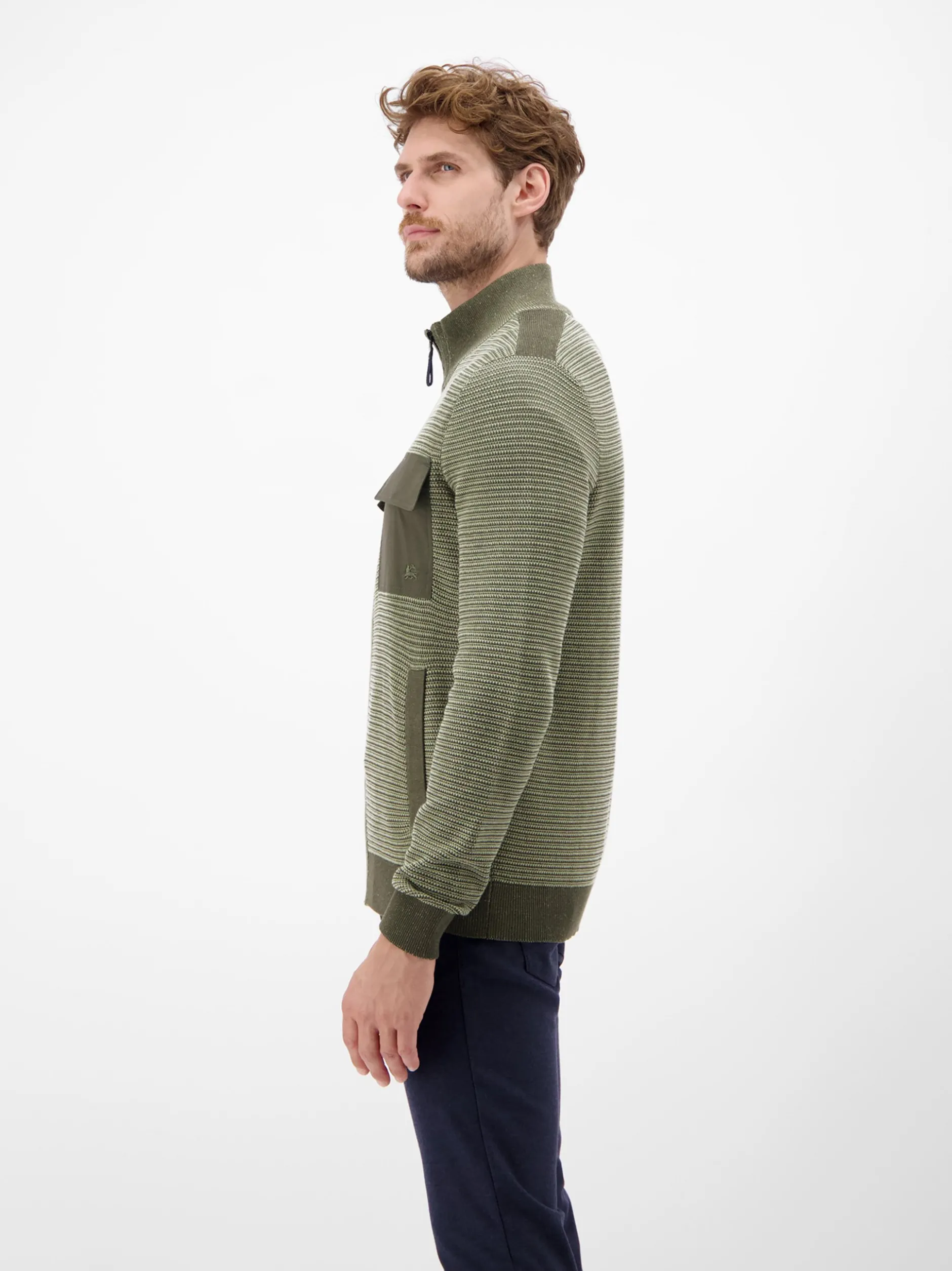 LERROS Herren Strickjacke in oliv
