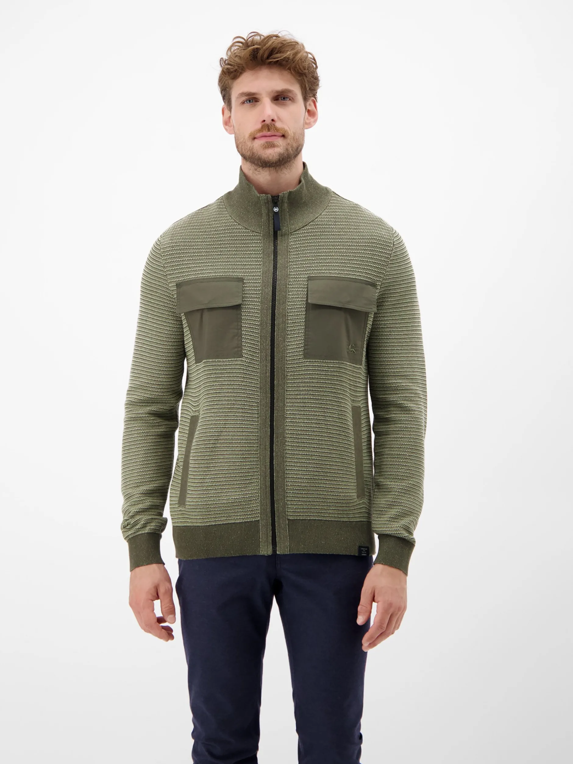 LERROS Herren Strickjacke in oliv