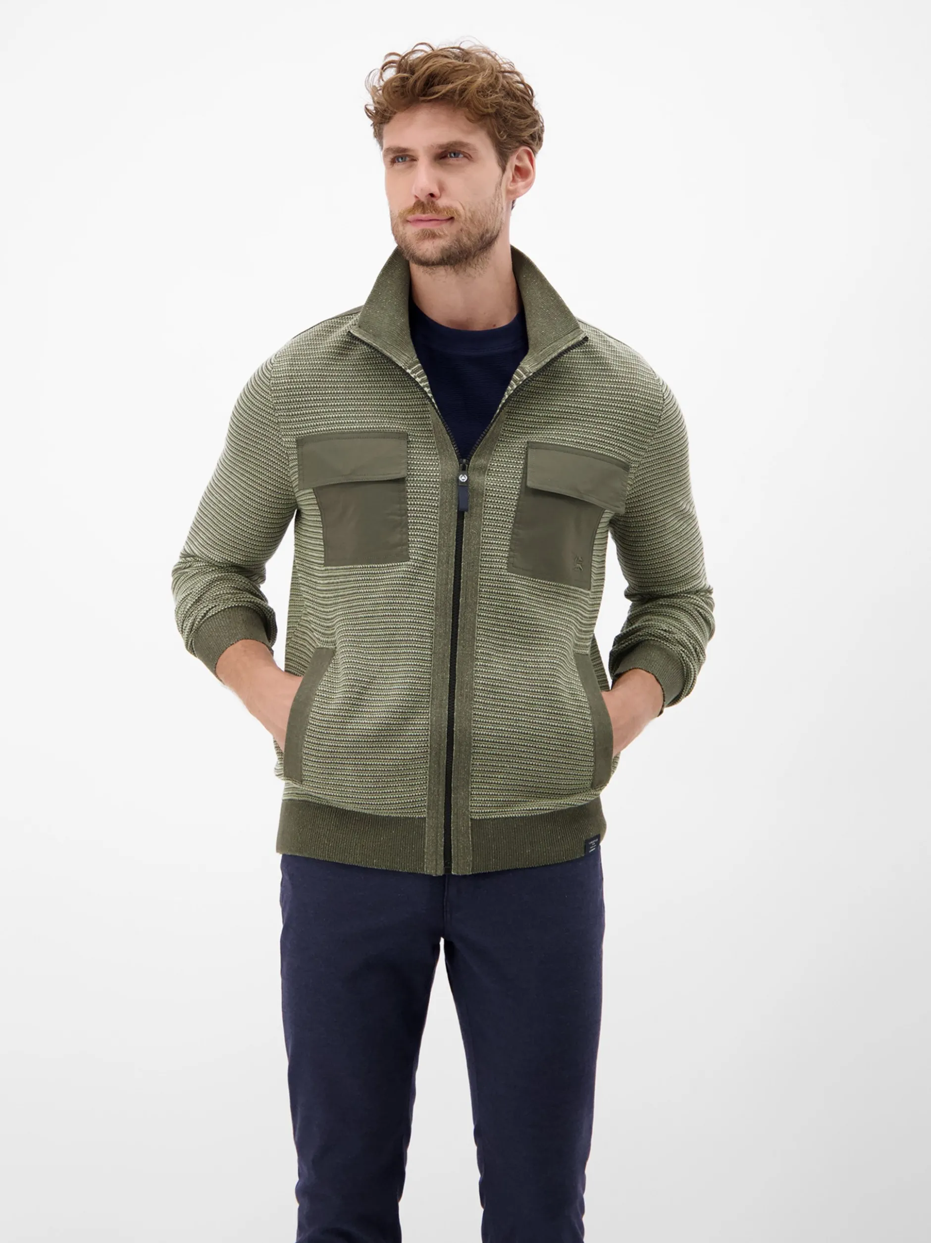 LERROS Herren Strickjacke in oliv