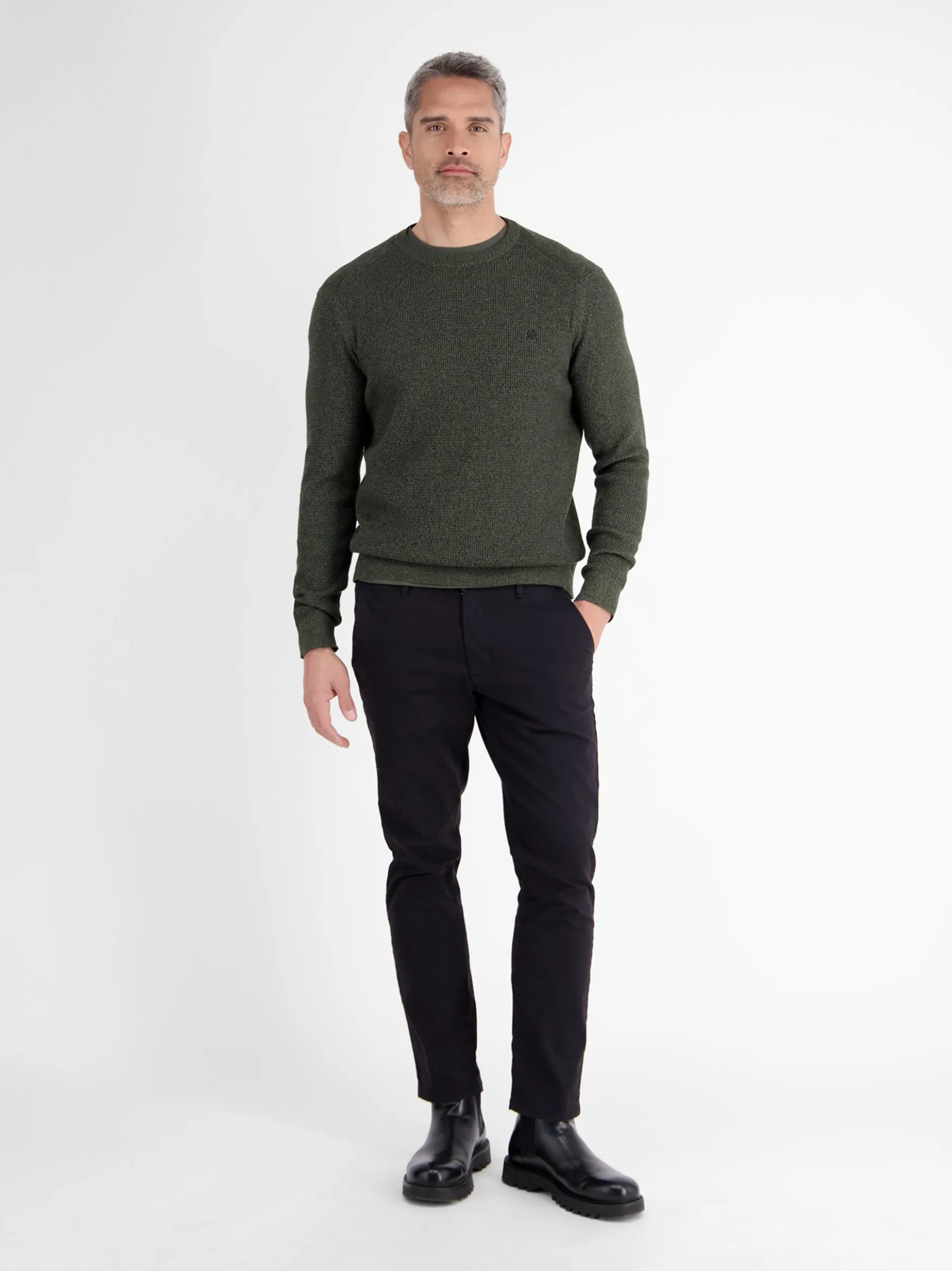 LERROS Herren Strickpullover in oliv