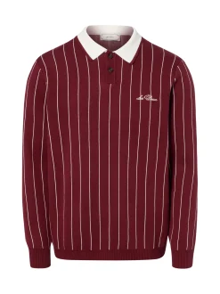 Les Deux Herren Strickpullover in bordeaux weiß