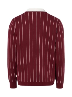 Les Deux Herren Strickpullover in bordeaux weiß