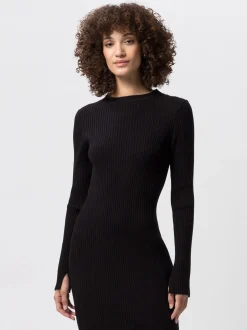Les Lunes Damen Jerseykleid in schwarz - Länge: midi