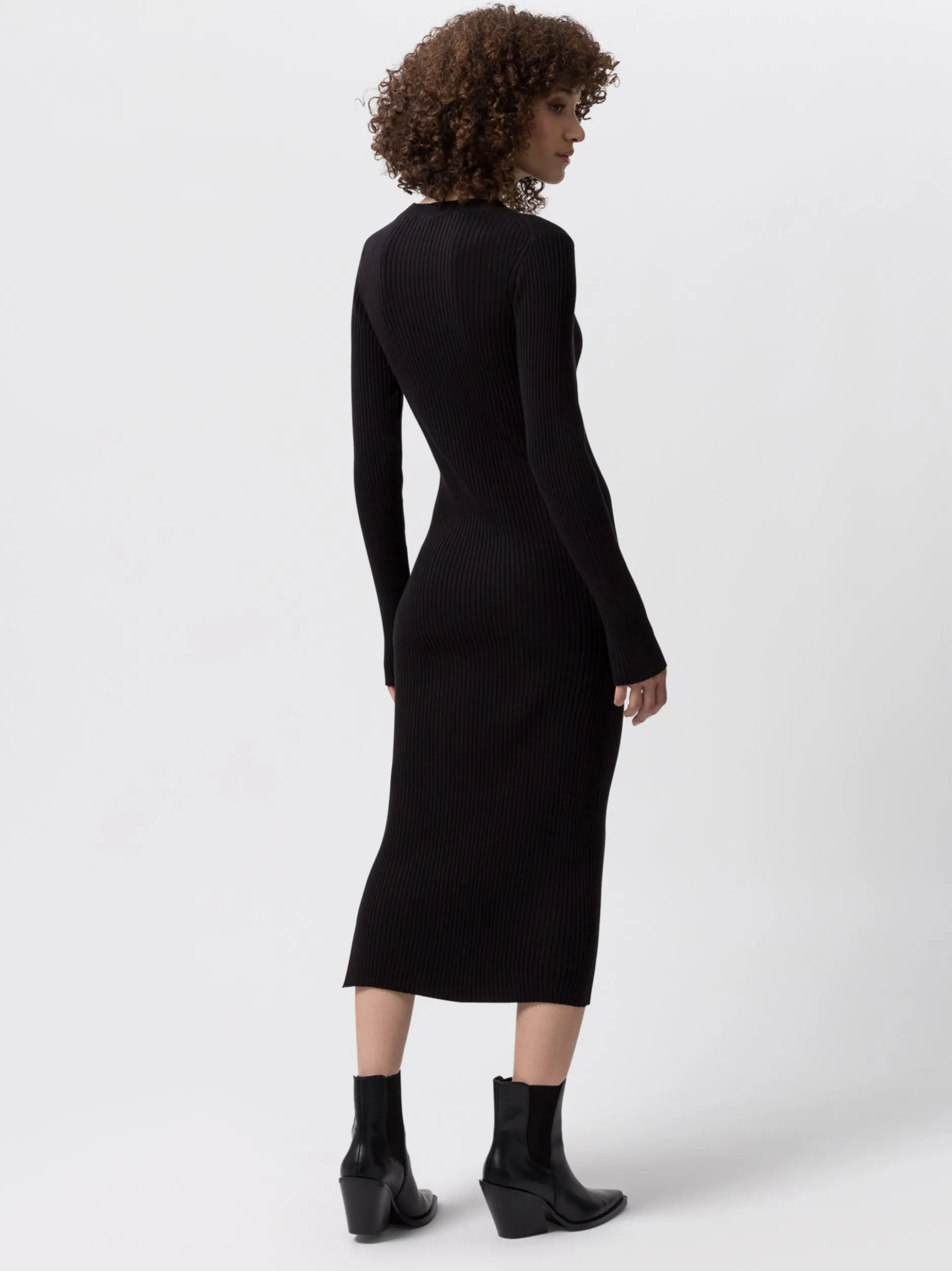 Les Lunes Damen Jerseykleid in schwarz - Länge: midi
