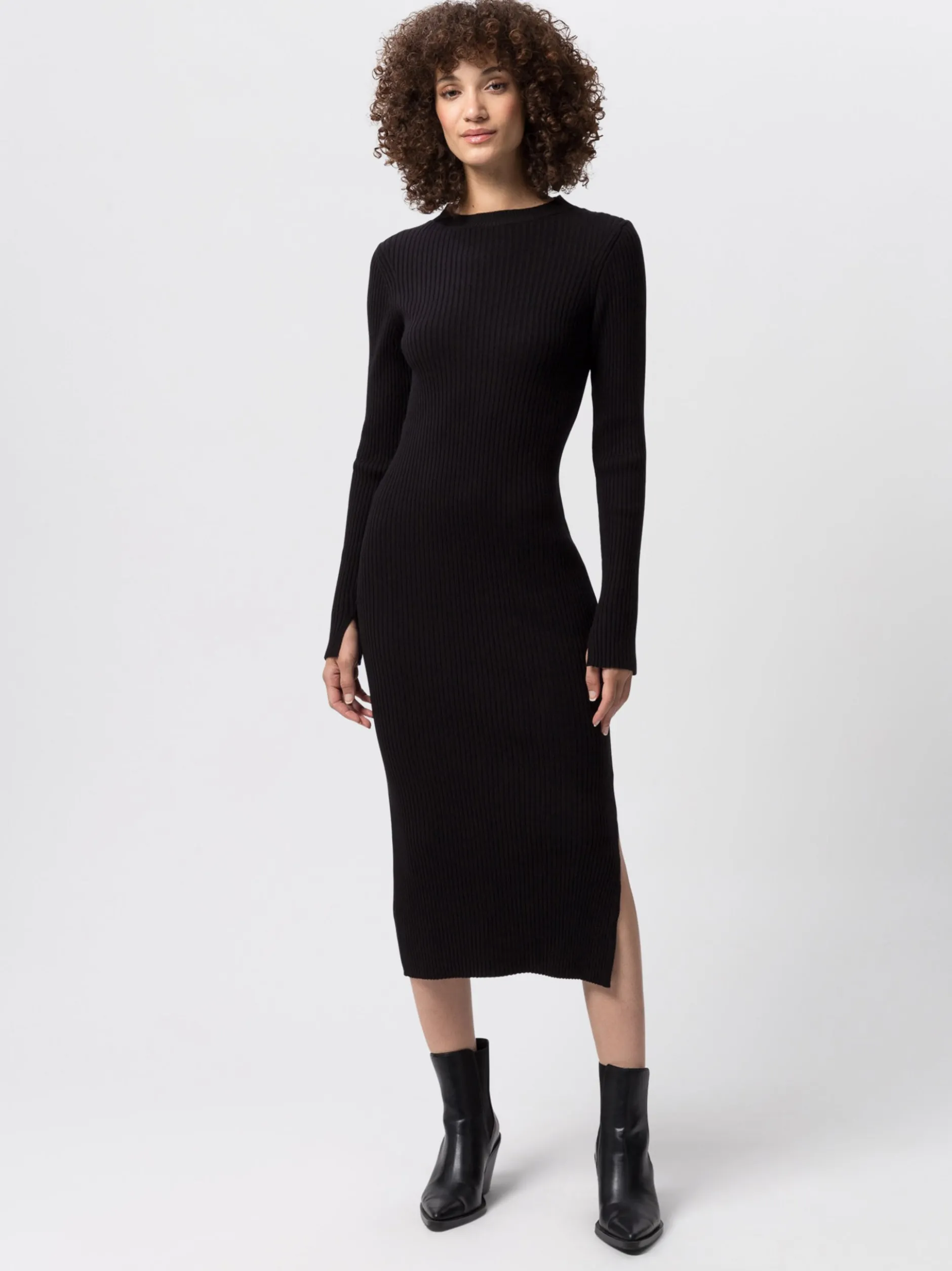 Les Lunes Damen Jerseykleid in schwarz - Länge: midi