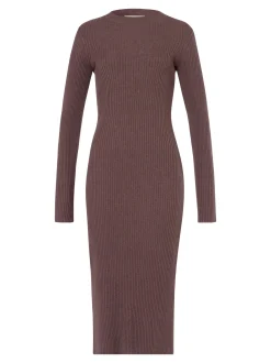 Les Lunes Damen Jerseykleid in braun - Länge: midi