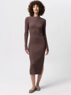 Les Lunes Damen Jerseykleid in braun - Länge: midi