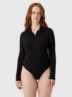 Les Lunes Damen Langarmbody in schwarz - Ärmel: langarm