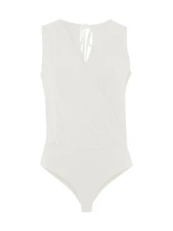 Les Lunes Damen Ärmelloser Body in weiß