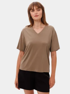 Les Lunes Damen T-Shirt in oliv - Ärmel: kurzarm