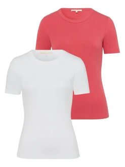 Les Lunes Damen T-Shirt in rosa - Ausschnitt: Rundhals