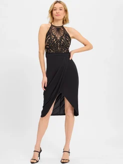 Lipsy Damen Cocktailkleid in schwarz - Ärmel: ohne Arm