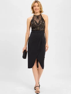 Lipsy Damen Cocktailkleid in schwarz - Ärmel: ohne Arm