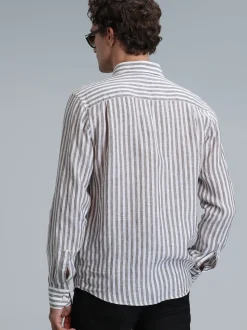 Lufian Herren Hemd - NEW in braun - Ärmel: langarm