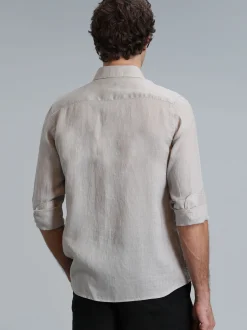 Lufian Herren Hemd PİTAYA in beige - Ärmel: langarm