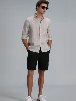Lufian Herren Hemd PİTAYA in beige - Ärmel: langarm