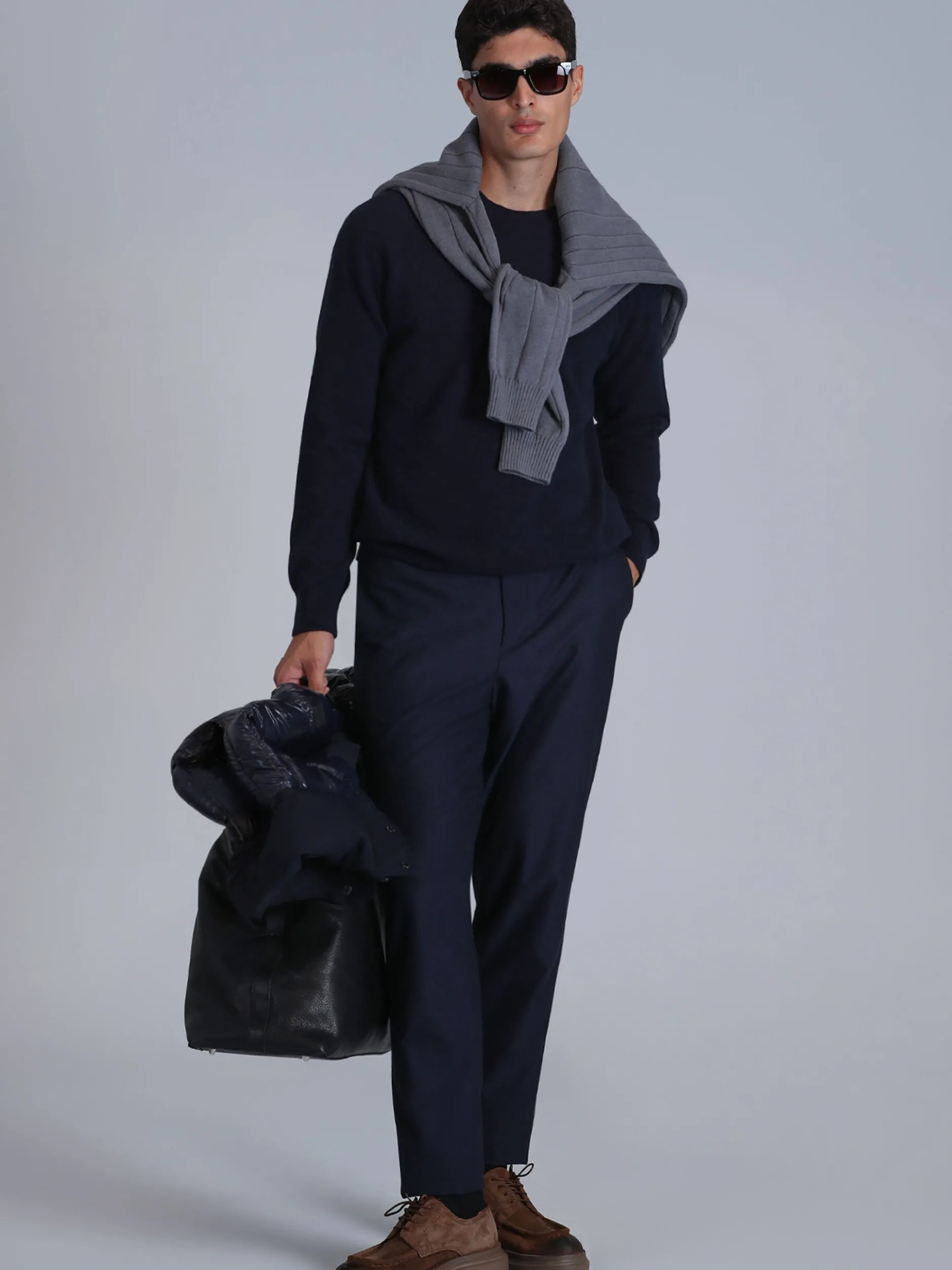 Lufian Herren Pullover - MOON in blau - Ärmel: langarm