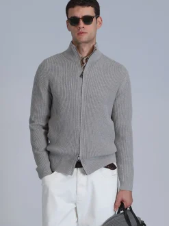 Lufian Herren Strickjacke - Road in grau