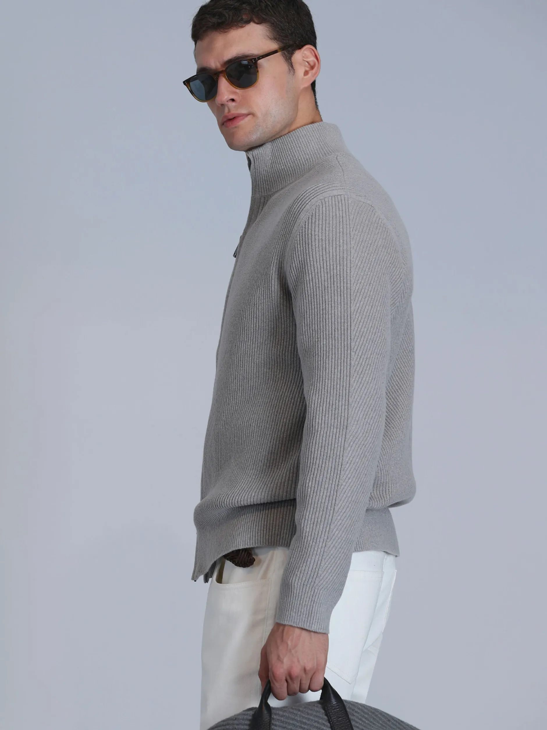 Lufian Herren Strickjacke - Road in grau