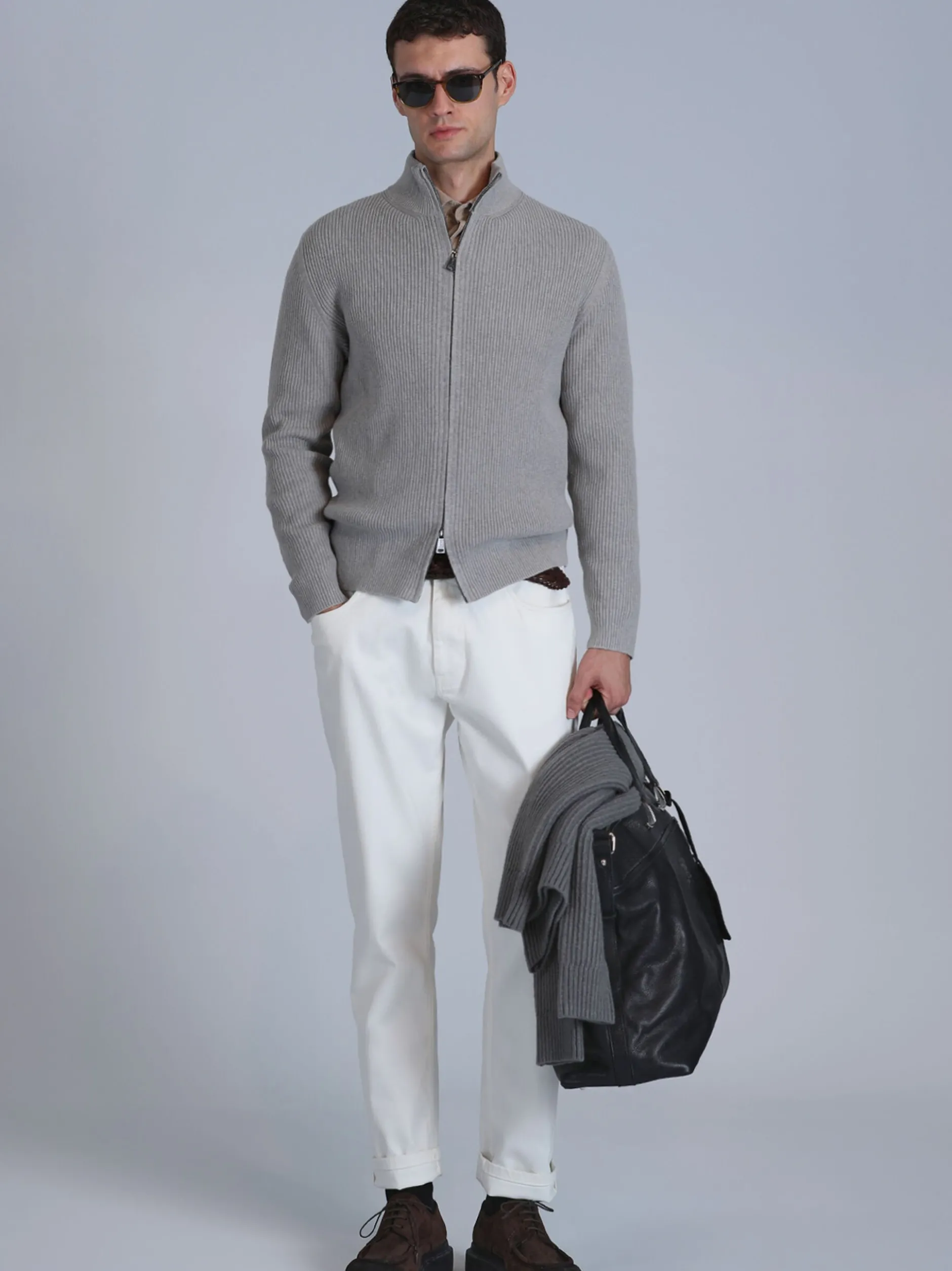 Lufian Herren Strickjacke - Road in grau