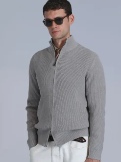 Lufian Herren Strickjacke - Road in grau